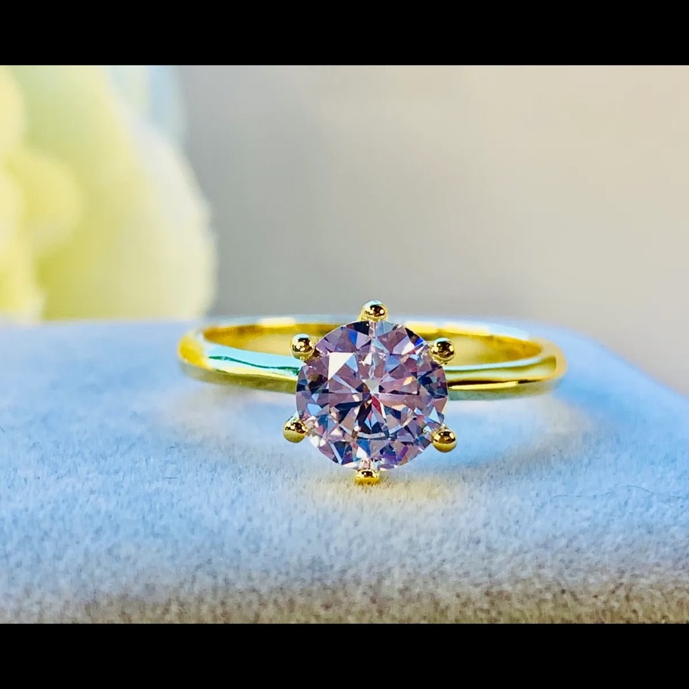 18K Gold Plated Round Engagement Ring
